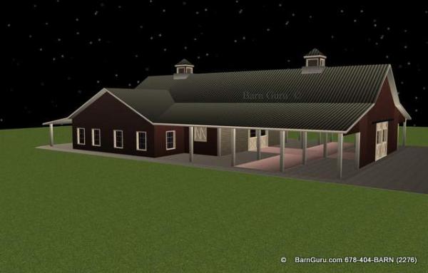 2  Stalls finished and room for six more - Tolal 8 Stalls - Horse Barn with living quarters 