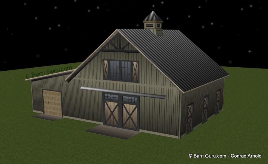 barn plans -12 stall horse barn - design floor plan