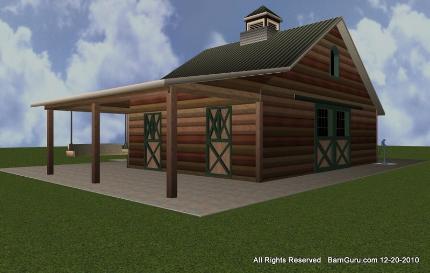  log sidng was used  on this Pole barn construction - Equine barn company