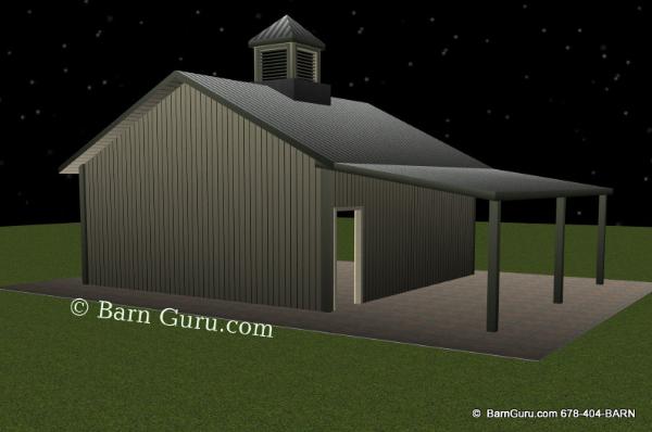 24 x 24 Farm Buildings With 12 x 24 Tractor Shed _ Lean Too