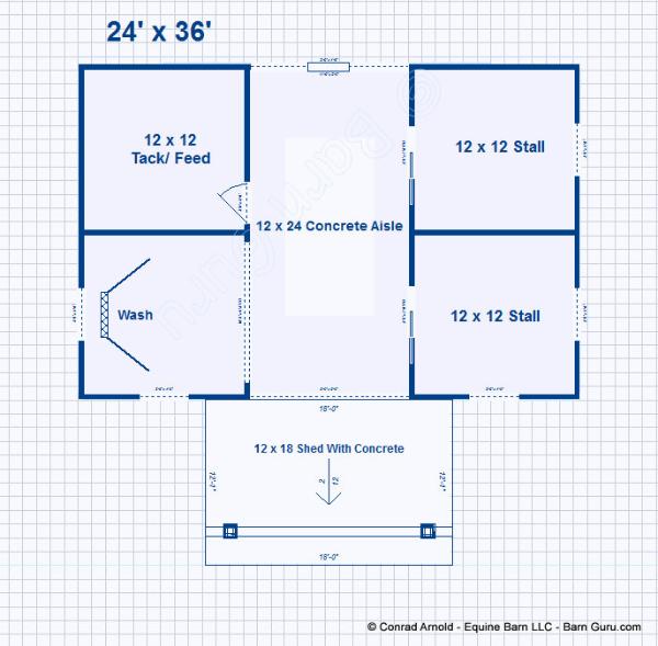 2 Two Stall Barn Plans Design Floor Plan