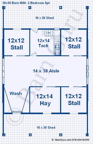 Harse barn Plan _ 3 to 4 stalls_ Barn Builder In Ga