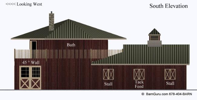 4 stall horse barn with apartment south elevation