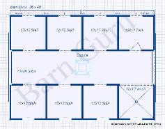 Floor Plan for A Six Stall Horse Barn