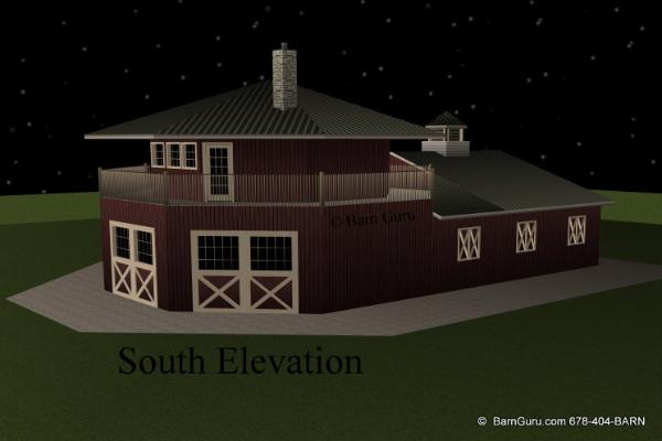 4 stall horse barn with apartment design plan for sale