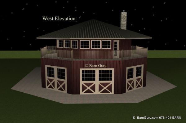 Barn Plans 4 Stall Octagon Horse Barn Living Quarters Apartment