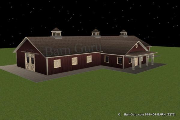 10 Stall Horse Barn Plans - With Living Quarters - Very Nice Design