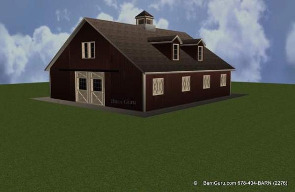 two dormer window for this upstairs living Quarters all above a 5 stall horse barn