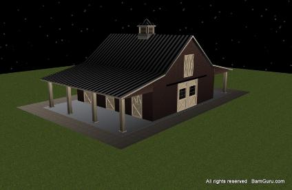 This horse barn has two sheds for shade and catches the Breeze for Ventilation