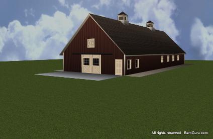 make the roof as steep for a dramatic affect on your new horse barn