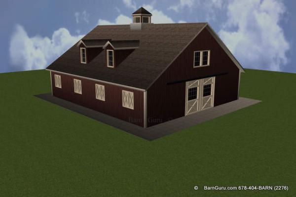 5 Stall horse barn that looks like a house  Plan 