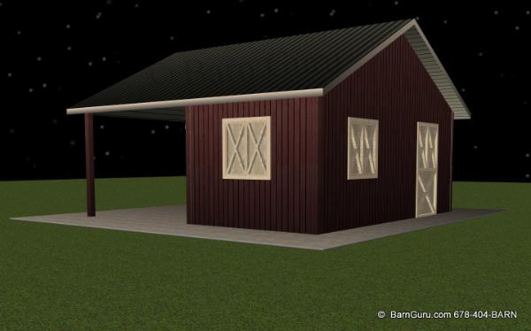 Two Stall Horse Barn With Run In
