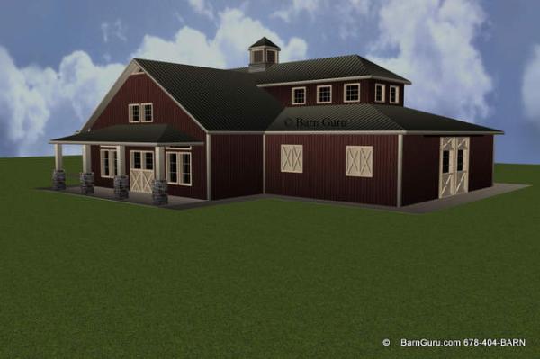 Largr Front Porch On This Monitor Style Horse Barn