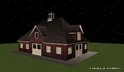 4 Stalls - Tack - Feed - Office - Wash - Horse Barn - Hip Roof - with 4 Gables