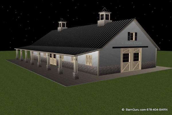Sliding Barn Doors and twin Cupolas Pole Barn