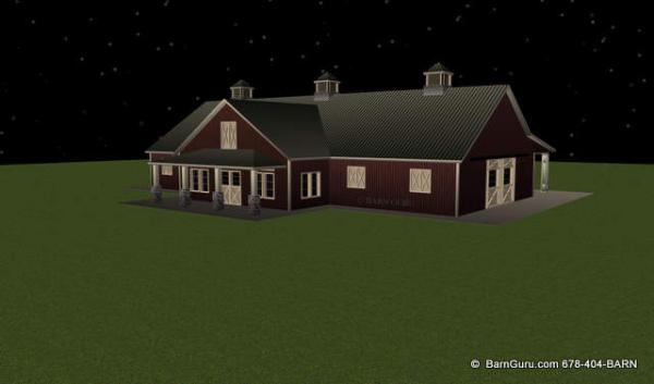 8 x 24 Porch on this Pole Barn