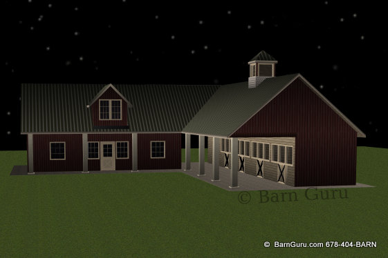 4 Stall Sder Row Horse Barn With Living Quarters