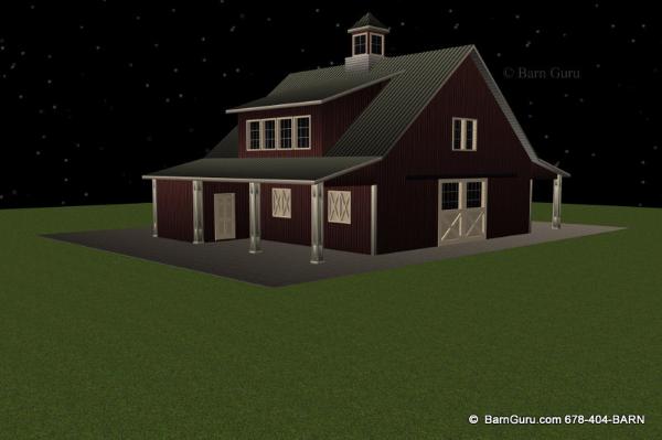 4 Stall Horse Barn With Living Quarters _ Barn Builder In Ga