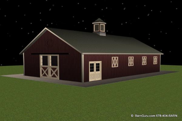 7 Stall Horse Barn with Bath in Ga - Plans