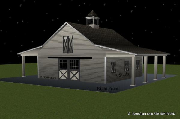 3 Stall Horse Barn - Tack - Feed - Wash - Ga horse barn builder - Horse Barn Plans