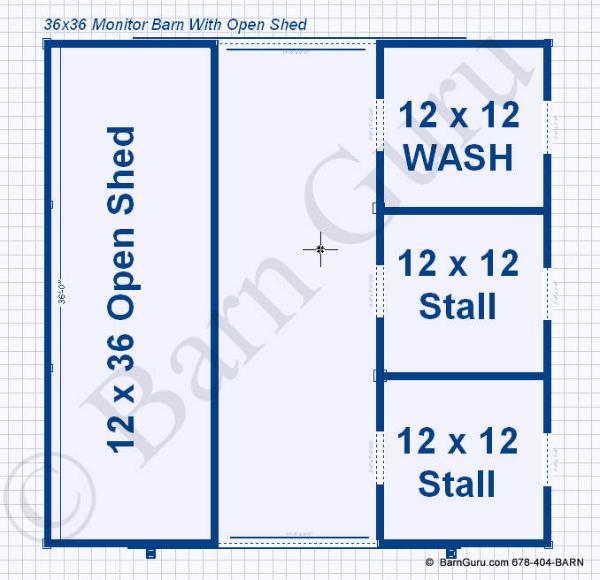 3 Stall Monitor Styled Pole Barn