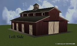 6 Stall Horse Barn - Monitor Style Plan