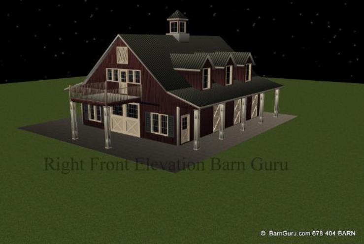 5 Stall horse Barn With 17 sf Apt above plan design