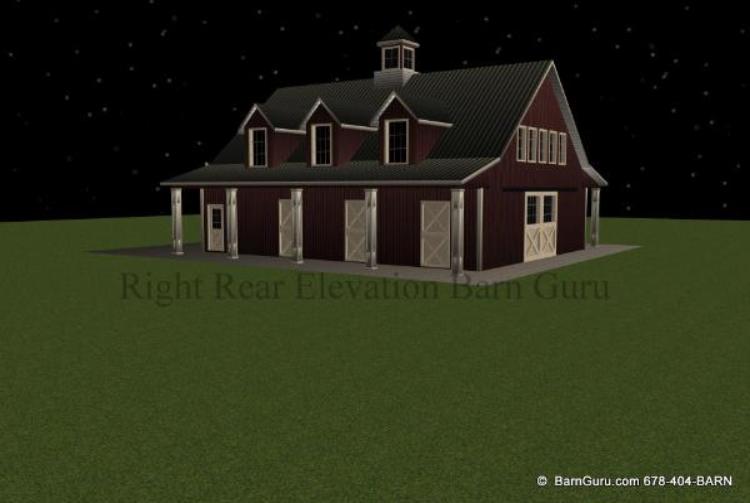 Five stall horse barn with 6 dormers
